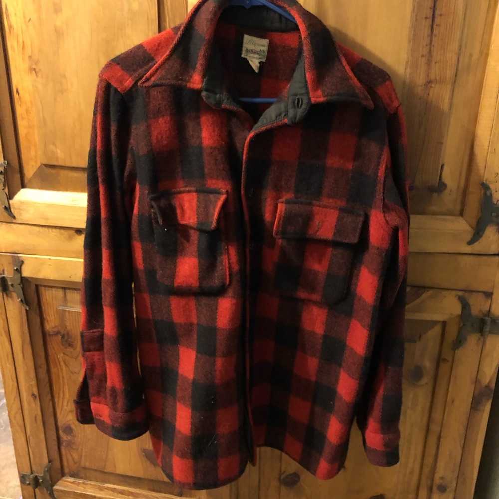 Vintage 60’s Pilgrim Shacket Work Coat Hunting Red Black Wool Jacket